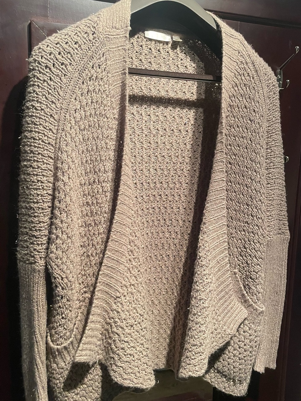 Open-Front Chunky Knit Cardigan - Taupe